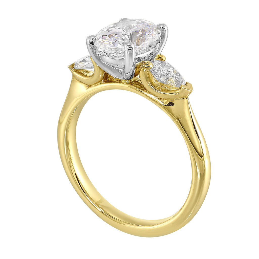 14Kt White Yellow Semi Mount 1/2Ctw For 2Ct Oval Center