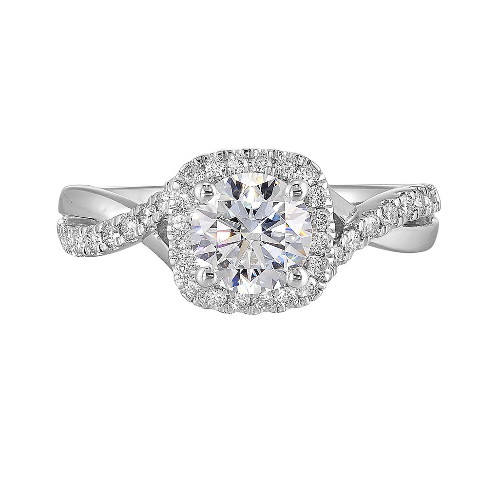 14Kt White Semi Mount 1/4Ctw For 1Ct Round Center
