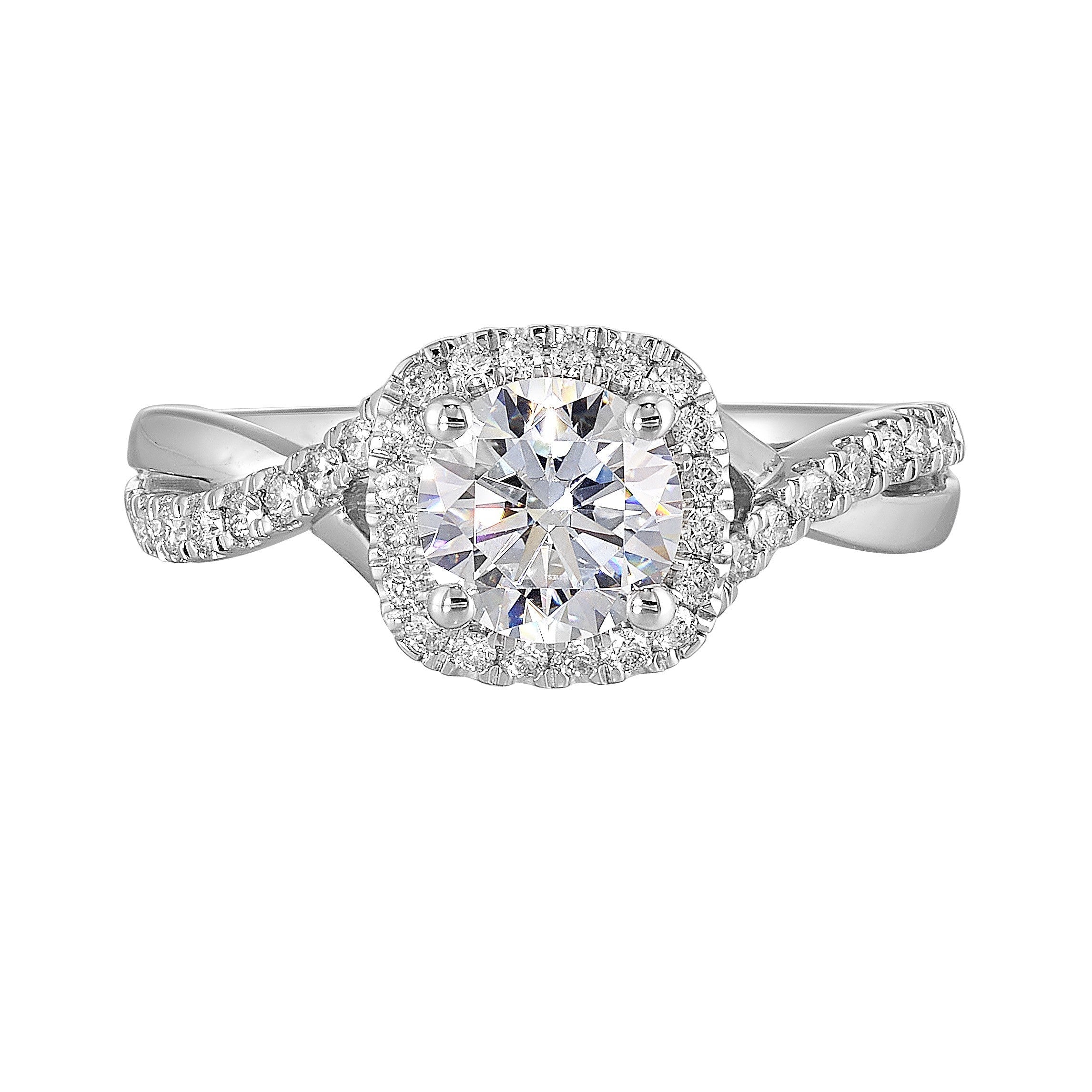 14Kt White Semi Mount 1/4Ctw For 1Ct Round Center