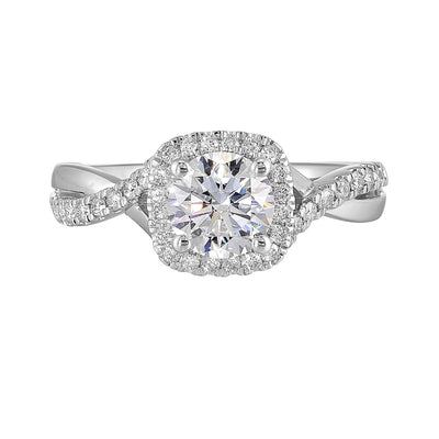 14Kt White Semi Mount 1/4Ctw For 1Ct Round Center
