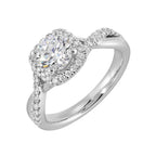14Kt White Semi Mount 1/4Ctw For 1Ct Round Center