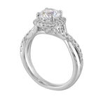 14Kt White Semi Mount 1/4Ctw For 1Ct Round Center