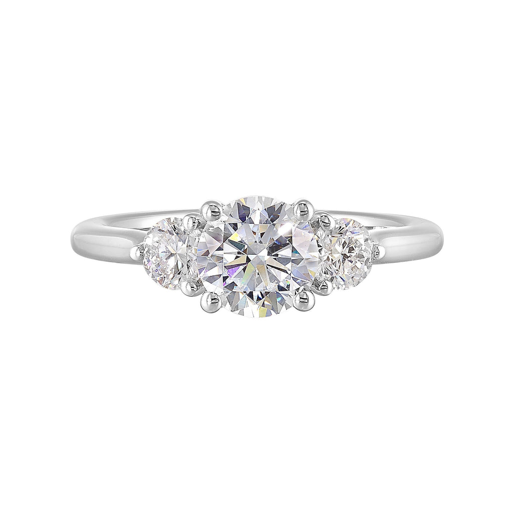 14Kt White Semi Mount 1/2Ctw For 1Ct Round Center