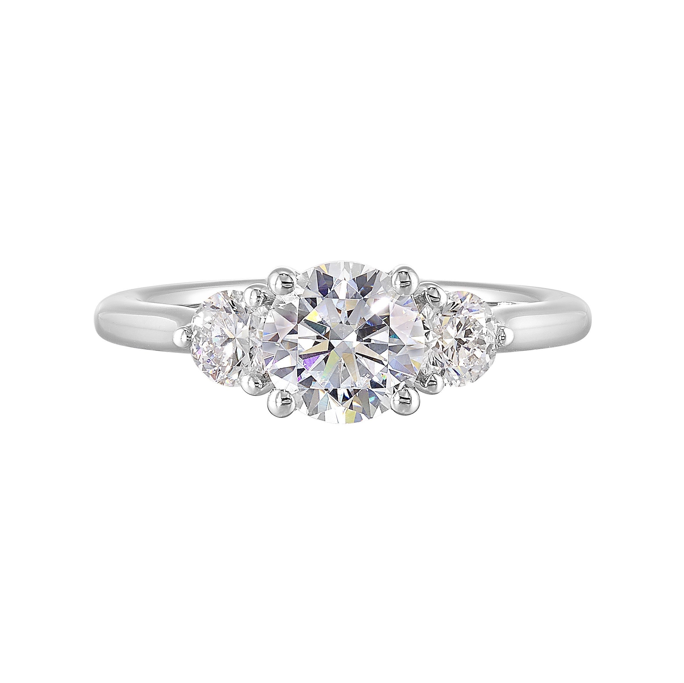 14Kt White Semi Mount 1/2Ctw For 1Ct Round Center