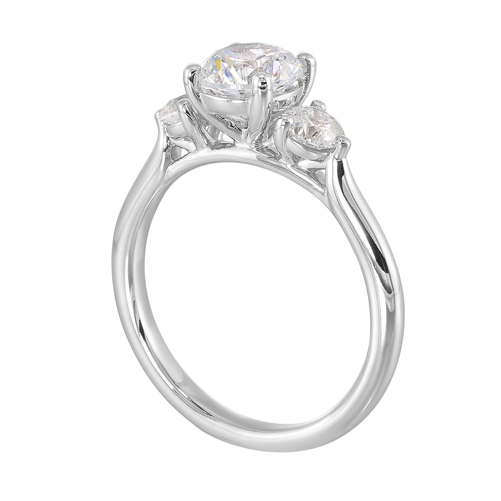 14Kt White Semi Mount 1/2Ctw For 1Ct Round Center