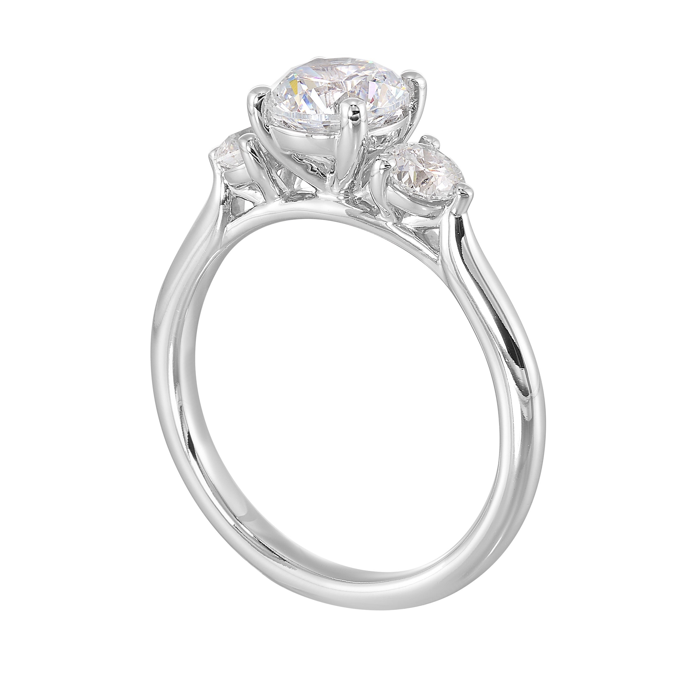 14Kt White Semi Mount 1/2Ctw For 1Ct Round Center