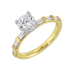 14Kt White Yellow Semi Mount 1/2Ctw For 1Ct Round Center
