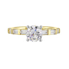 14Kt White Yellow Semi Mount 1/2Ctw For 1Ct Round Center