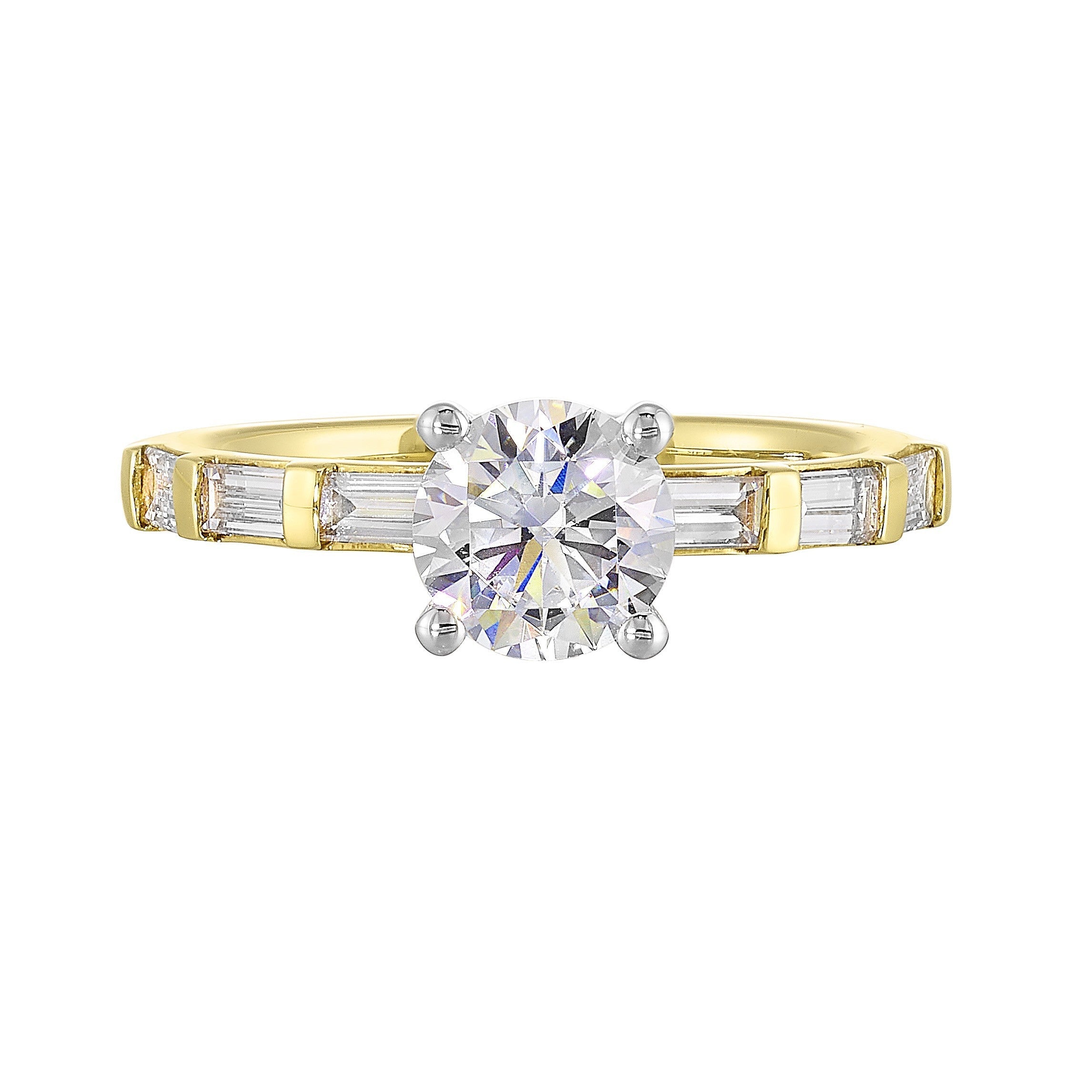14Kt White Yellow Semi Mount 1/2Ctw For 1Ct Round Center