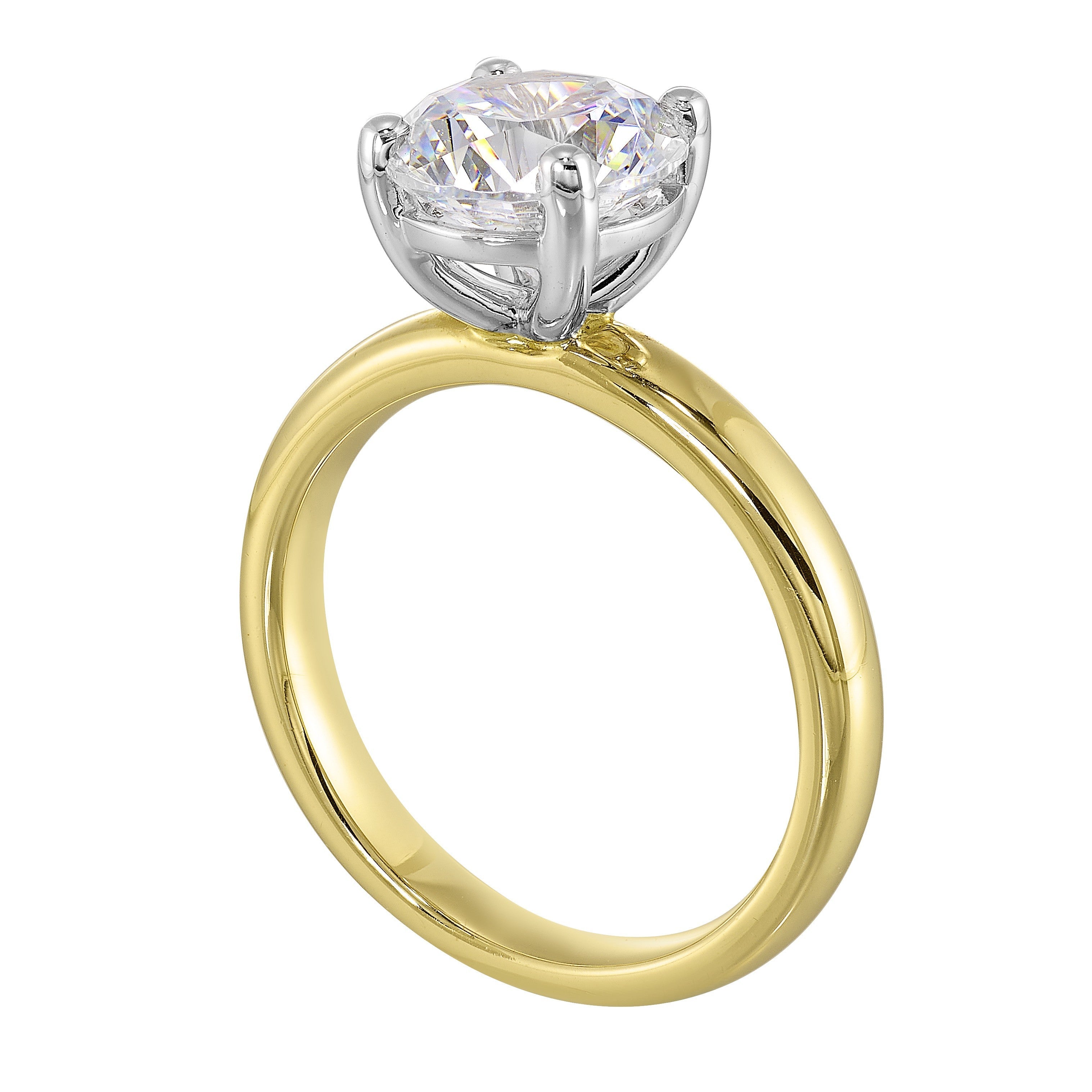 14Kt White Yellow Semi Mount For 2Ct Round Center