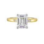 14Kt White Yellow Semi Mount 1/15Ctw For 2Ct Emeral Cut Center