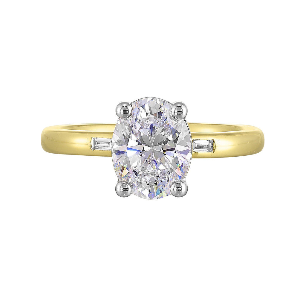 14Kt White Yellow Semi Mount 1/20Ctw For 2Ct Oval Center