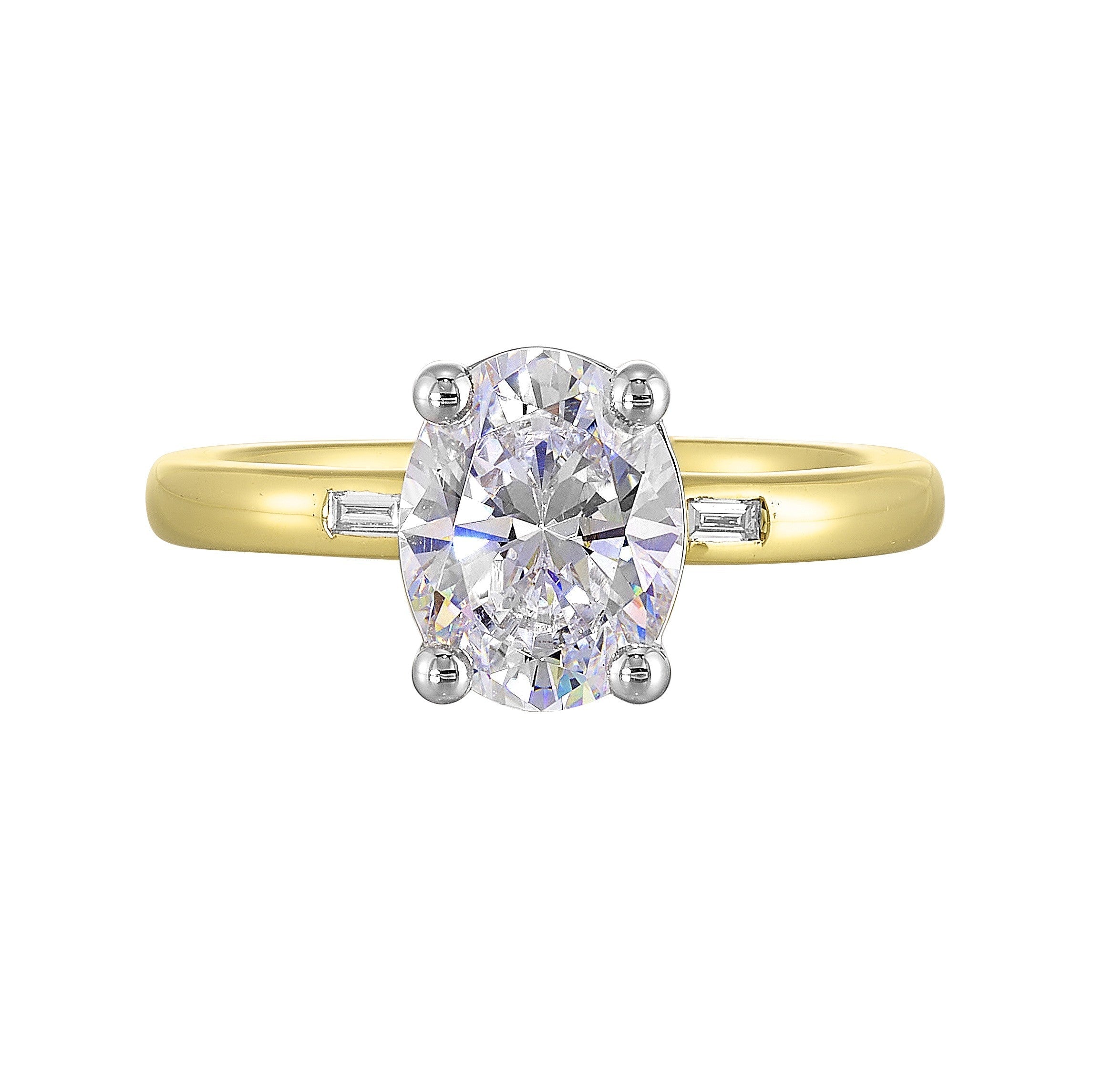 14Kt White Yellow Semi Mount 1/20Ctw For 2Ct Oval Center