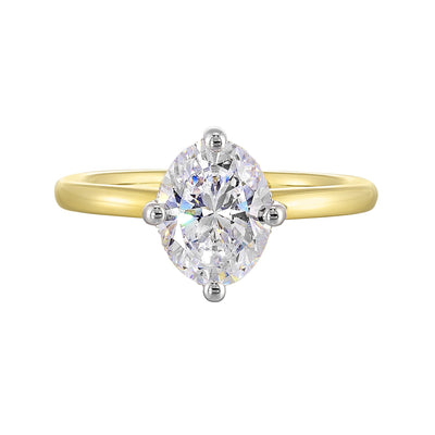 14Kt White Yellow Semi Mount 1/20Ctw For 2Ct Oval Center