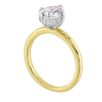 14Kt White Yellow Semi Mount 1/20Ctw For 2Ct Oval Center