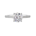 14Kt White Semi Mount 1/5Ctw For 1 1/2Ct Round Center