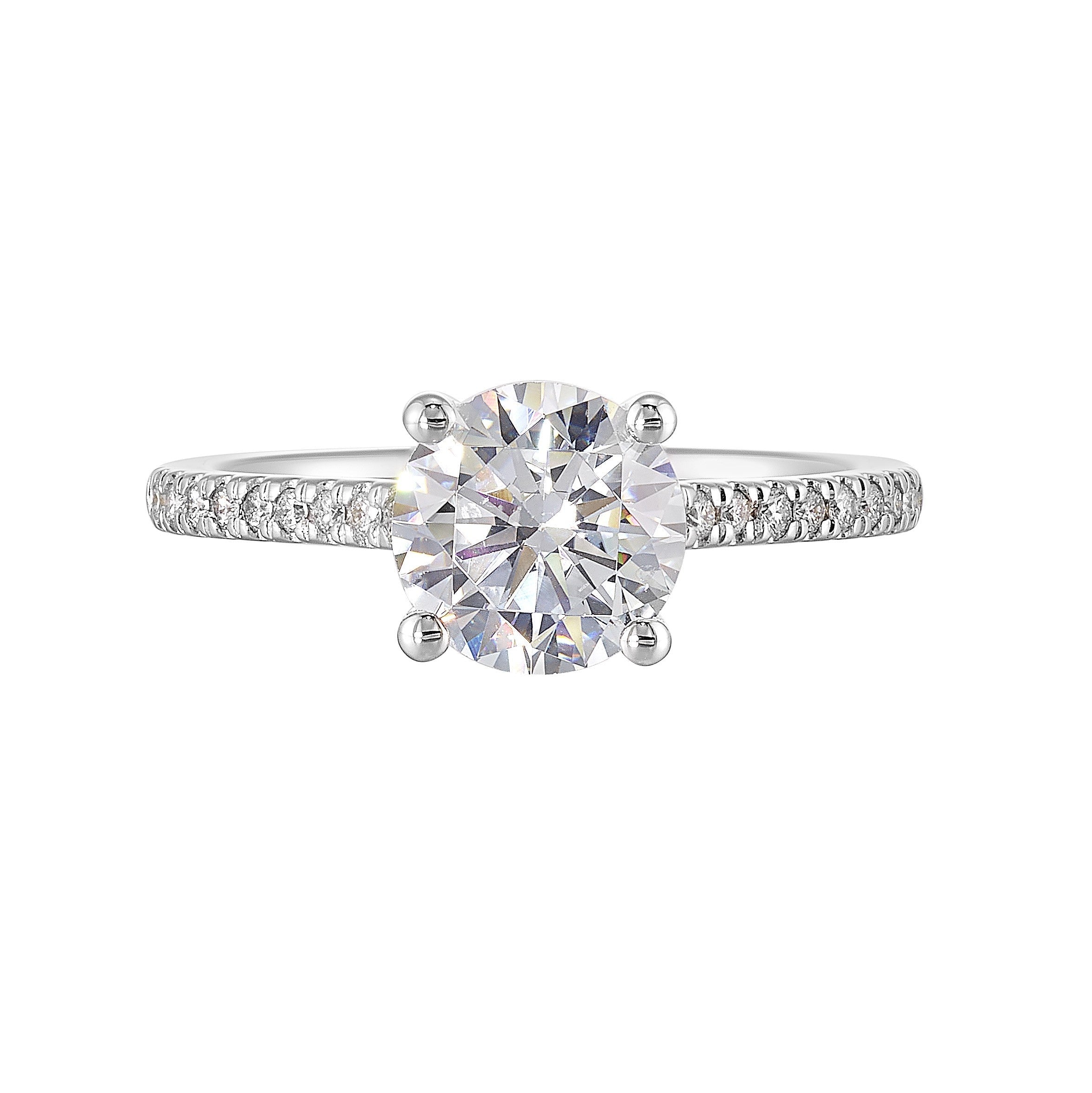 14Kt White Semi Mount 1/5Ctw For 1 1/2Ct Round Center