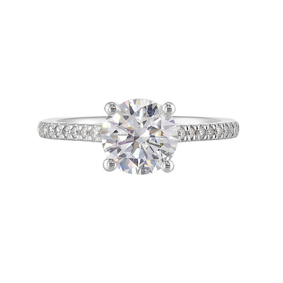 14Kt White Semi Mount 1/5Ctw For 1 1/2Ct Round Center