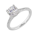 14Kt White Semi Mount 1/5Ctw For 1 1/2Ct Round Center