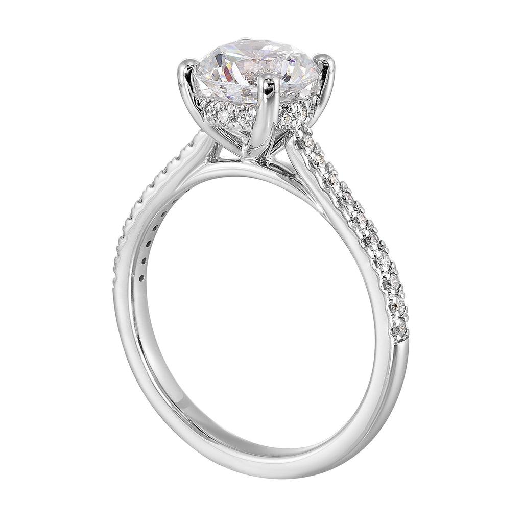 14Kt White Semi Mount 1/5Ctw For 1 1/2Ct Round Center