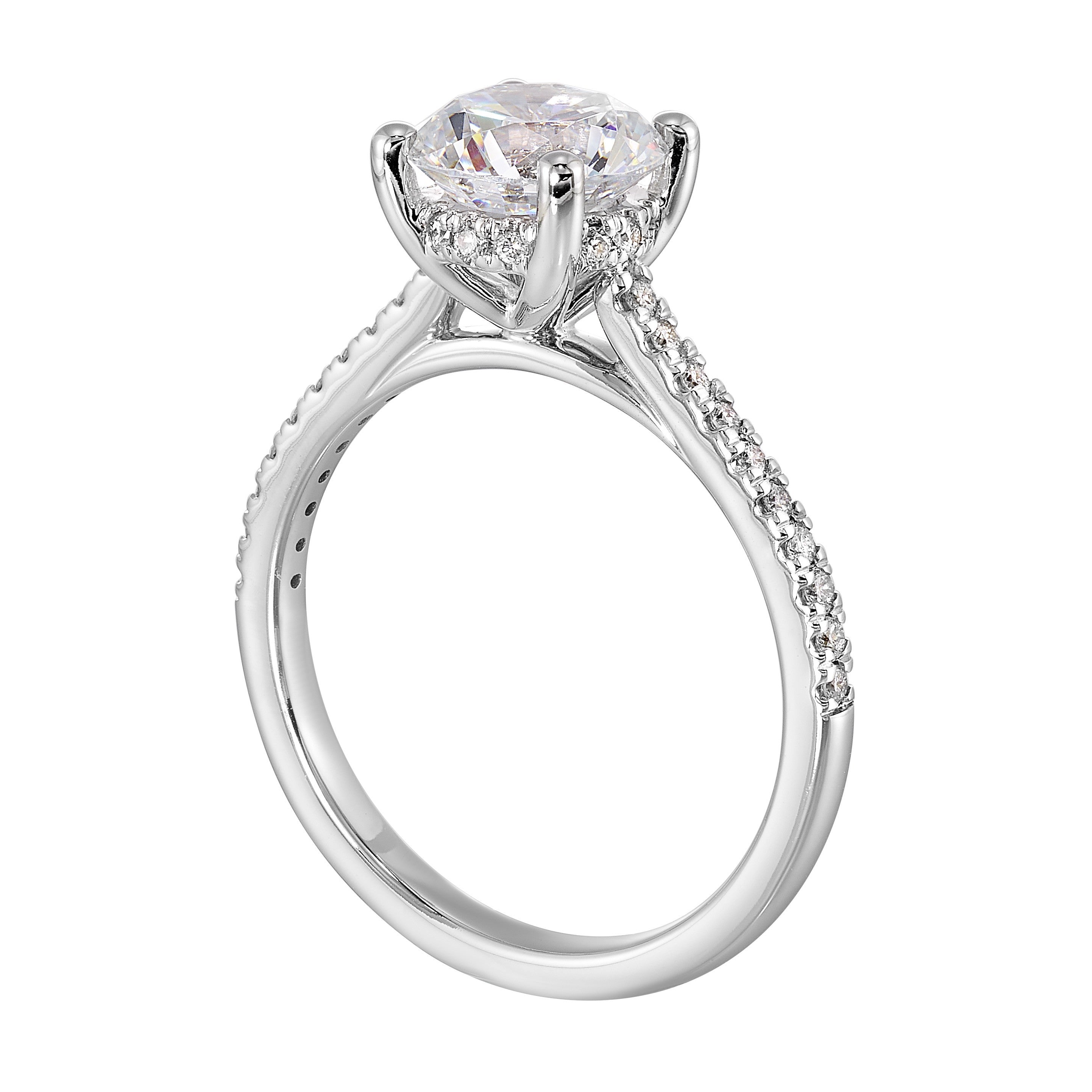 14Kt White Semi Mount 1/5Ctw For 1 1/2Ct Round Center