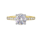 14Kt White Yellow Semi Mount 3/8Ctw For 1 1/2Ct Round Center