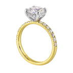 14Kt White Yellow Semi Mount 3/8Ctw For 1 1/2Ct Round Center