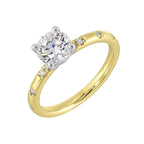 14Kt White Yellow Semi Mount 1/12Ctw For 1Ct Round Center