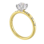 14Kt White Yellow Semi Mount 1/12Ctw For 1Ct Round Center