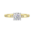 14Kt White Yellow Semi Mount 1/12Ctw For 1Ct Round Center
