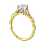 14Kt White Yellow Semi Mount 1/3Ctw For 1Ct Oval Center