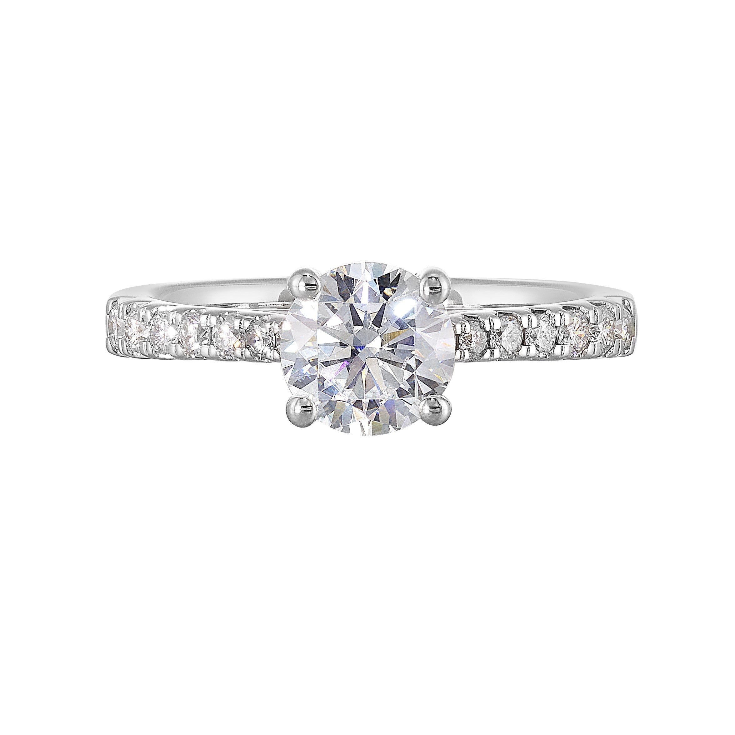 14Kt White Semi Mount 1/3Ctw For 1Ct Round Center