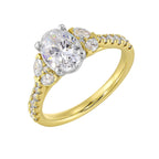 14Kt White Yellow Semi Mount 1/2Ctw For 1 1/2Ctw Oval Center