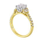 14Kt White Yellow Semi Mount 1/2Ctw For 1 1/2Ctw Oval Center