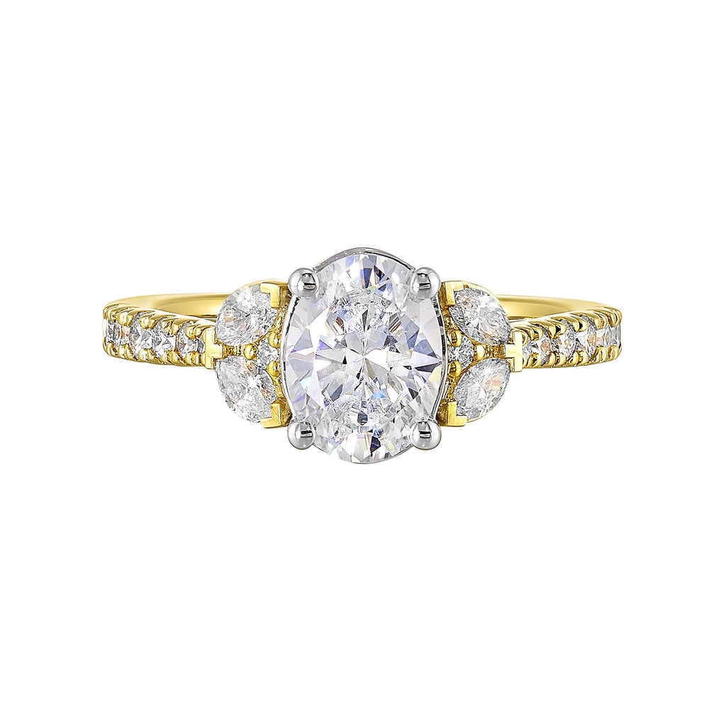 14Kt White Yellow Semi Mount 1/2Ctw For 1 1/2Ctw Oval Center