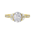 14Kt White Yellow Semi Mount 1/2Ctw For 1 1/2Ctw Oval Center
