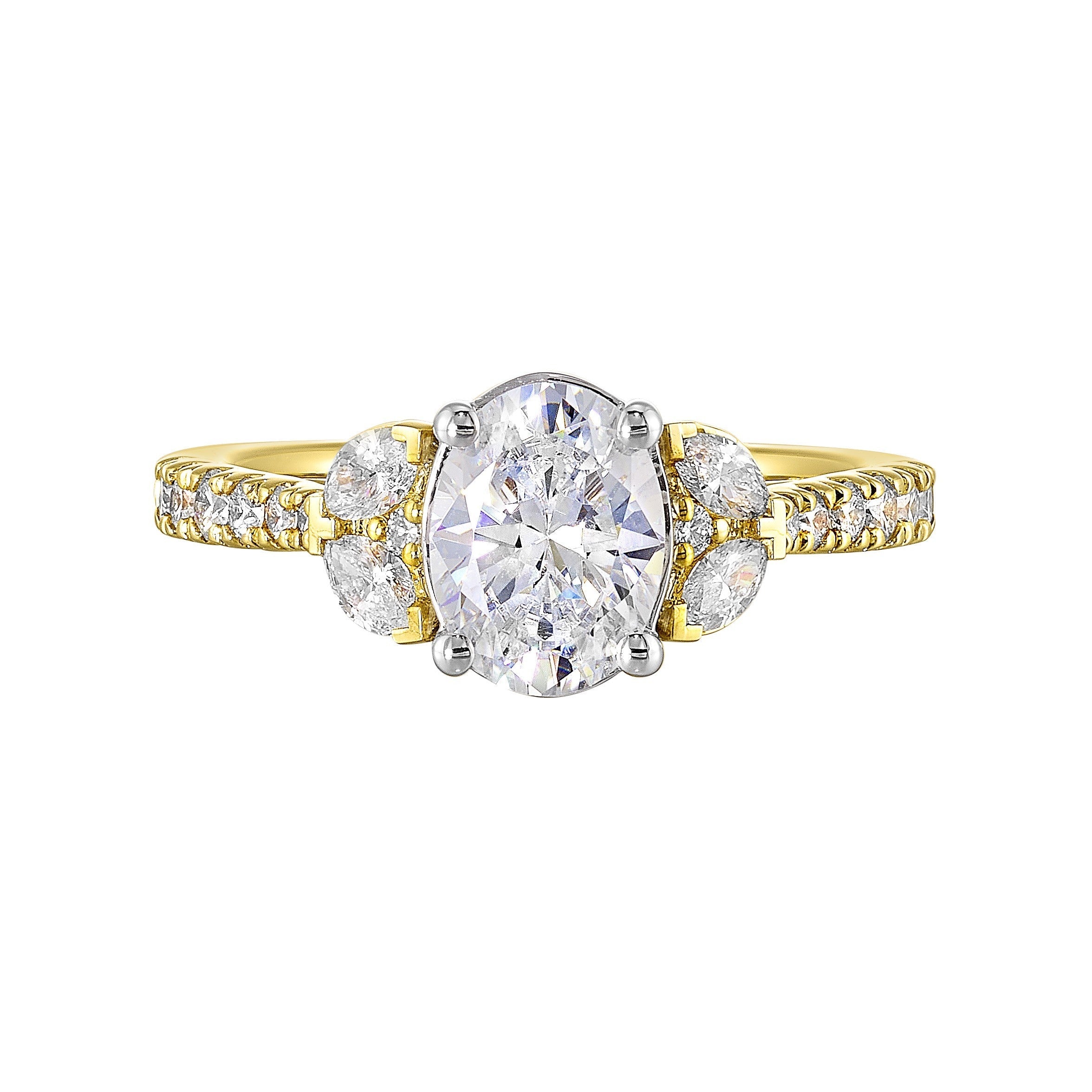 14Kt White Yellow Semi Mount 1/2Ctw For 1 1/2Ctw Oval Center
