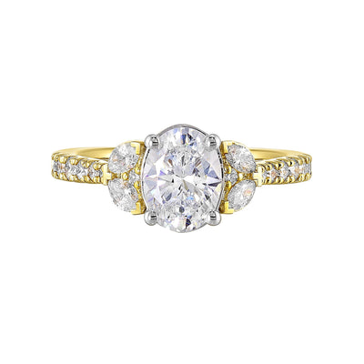 14Kt White Yellow Semi Mount 1/2Ctw For 1 1/2Ctw Oval Center