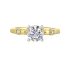 14Kt White Yellow Semi Mount 1/25Ctw For 1Ct Round Center