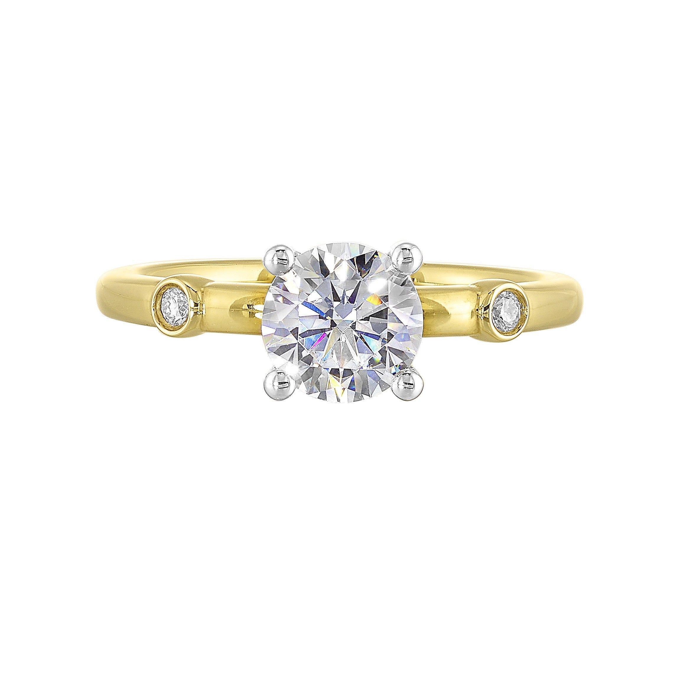 14Kt White Yellow Semi Mount 1/25Ctw For 1Ct Round Center