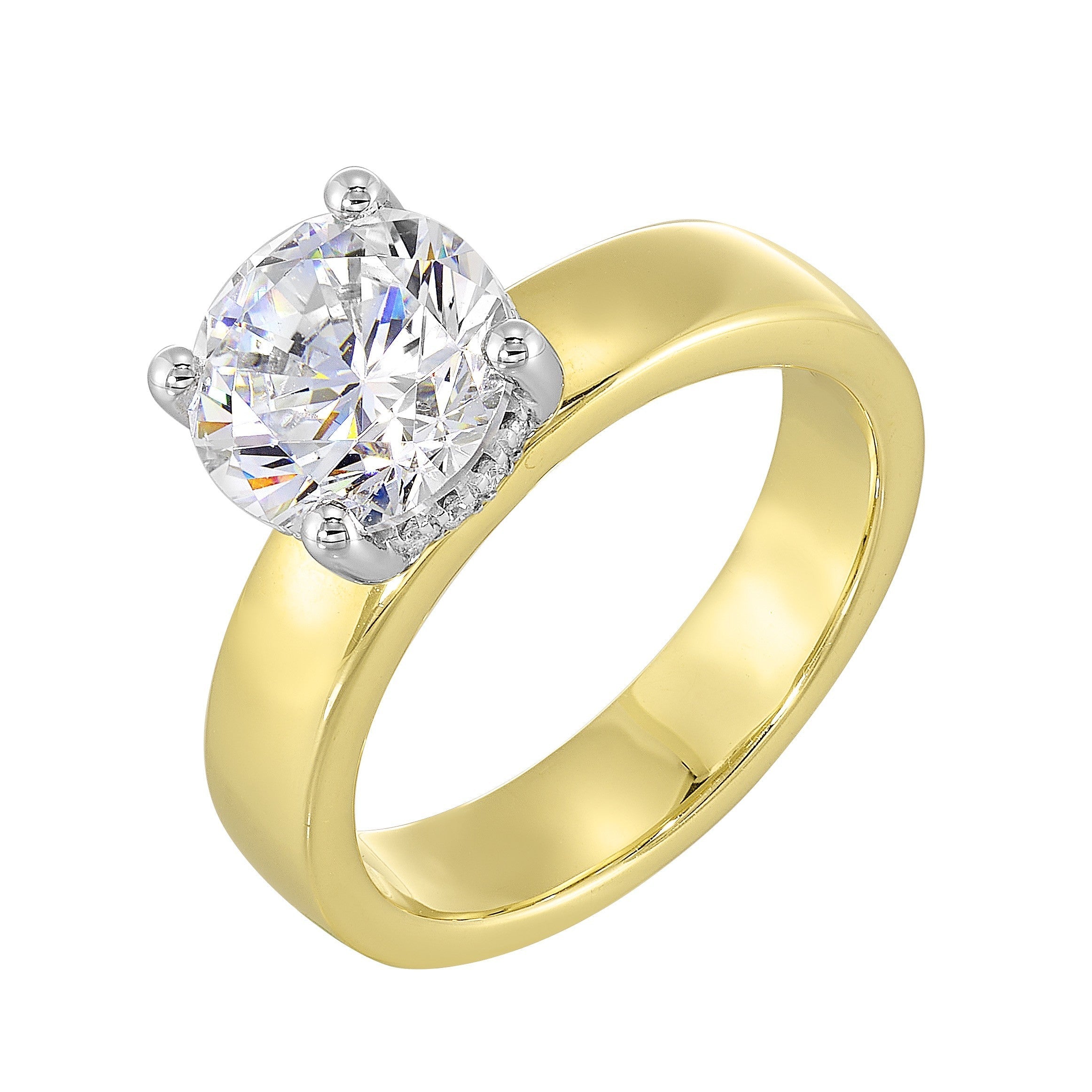 14Kt White Yellow Semi Mount 1/10Ctw For 2Ct Round Center