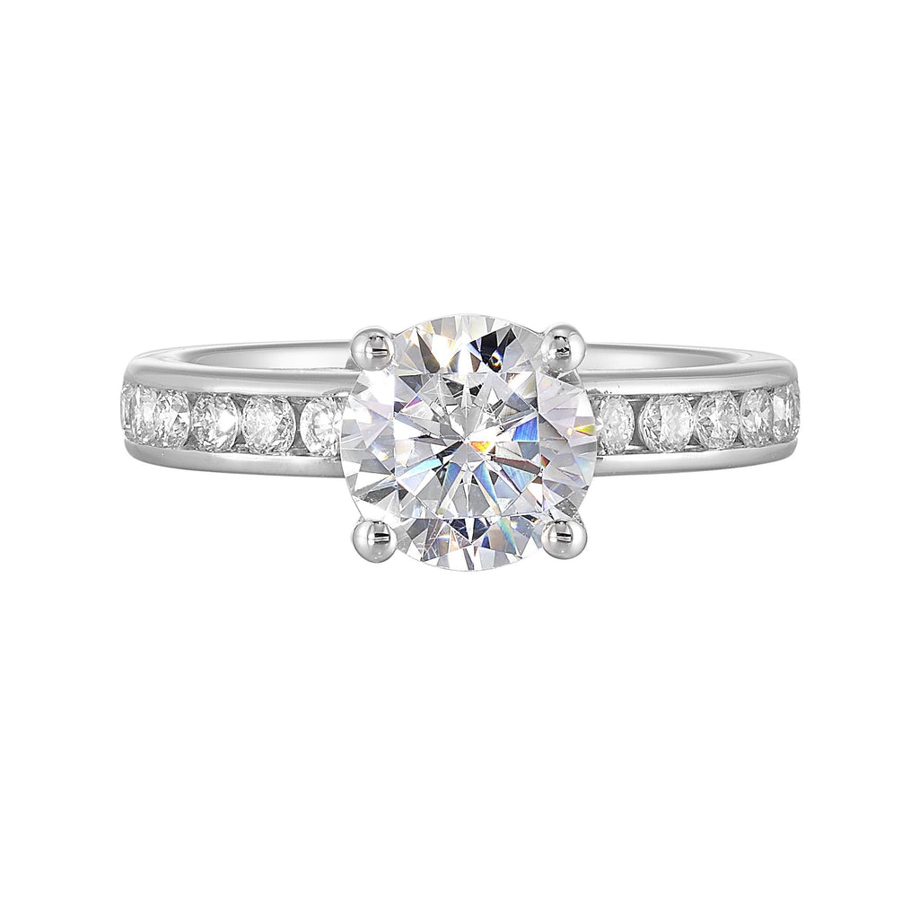 14Kt White Semi Mount 3/8Ctw For 1 1/2Ct Round Center