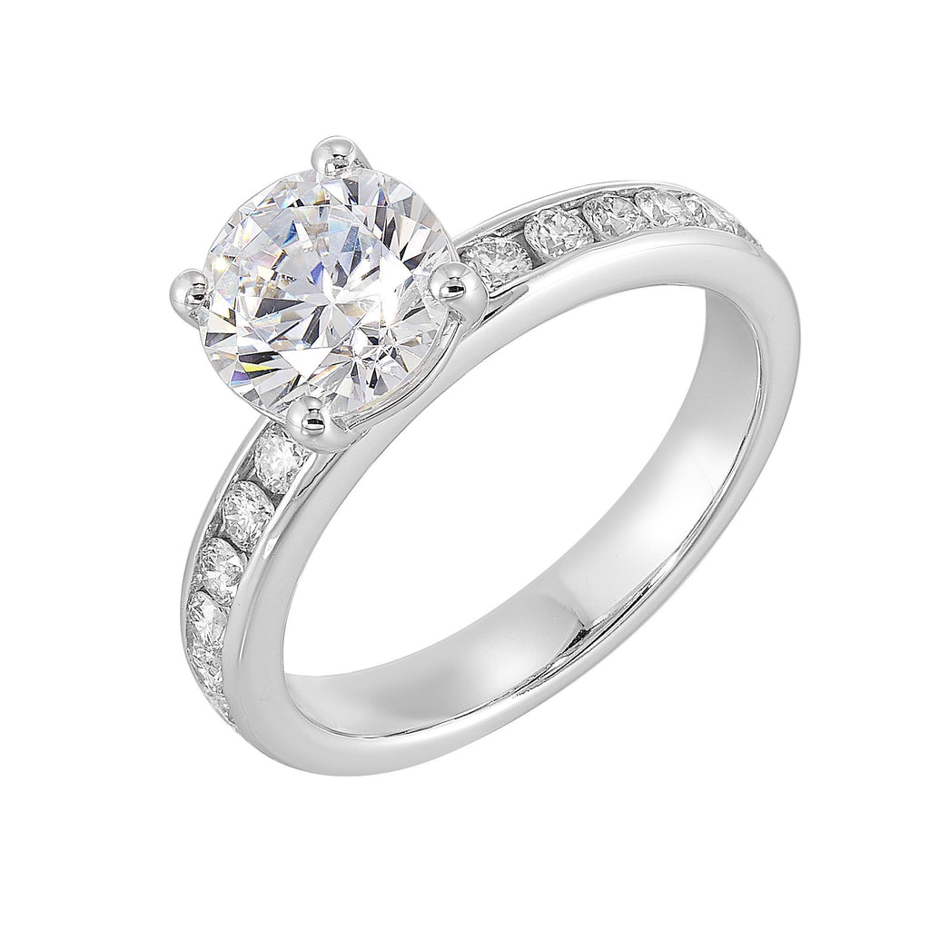 14Kt White Semi Mount 3/8Ctw For 1 1/2Ct Round Center