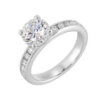 14Kt White Semi Mount 3/8Ctw For 1 1/2Ct Round Center