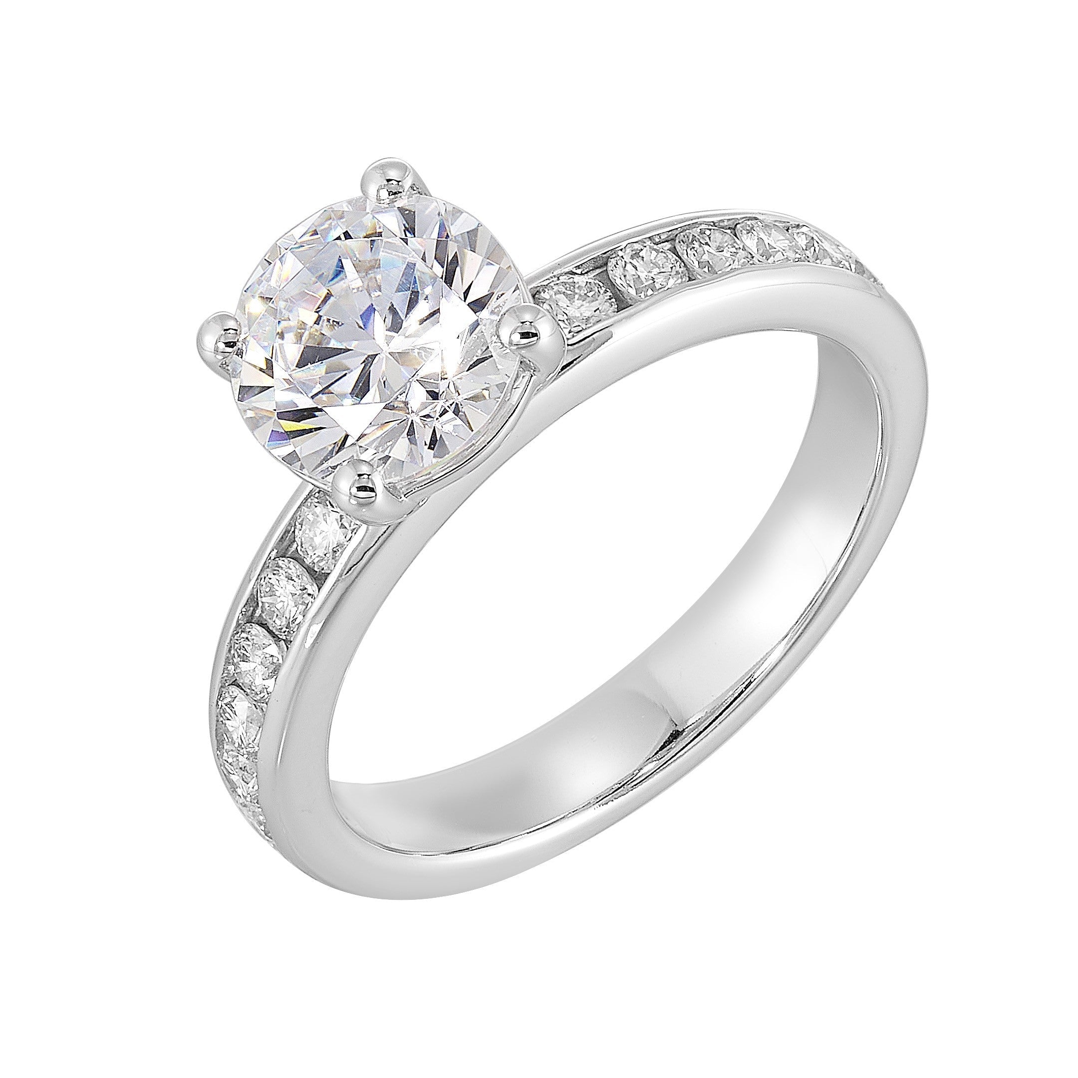 14Kt White Semi Mount 3/8Ctw For 1 1/2Ct Round Center