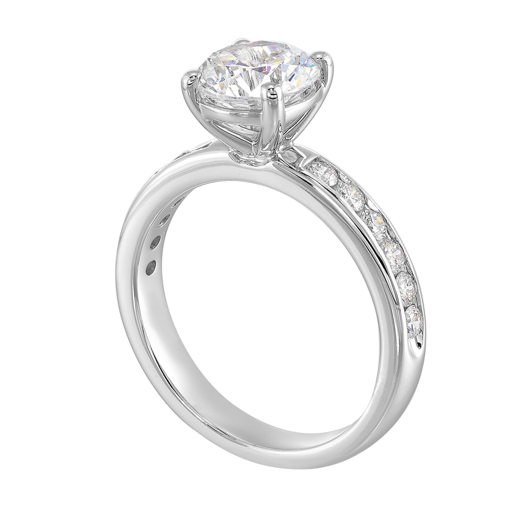 14Kt White Semi Mount 3/8Ctw For 1 1/2Ct Round Center