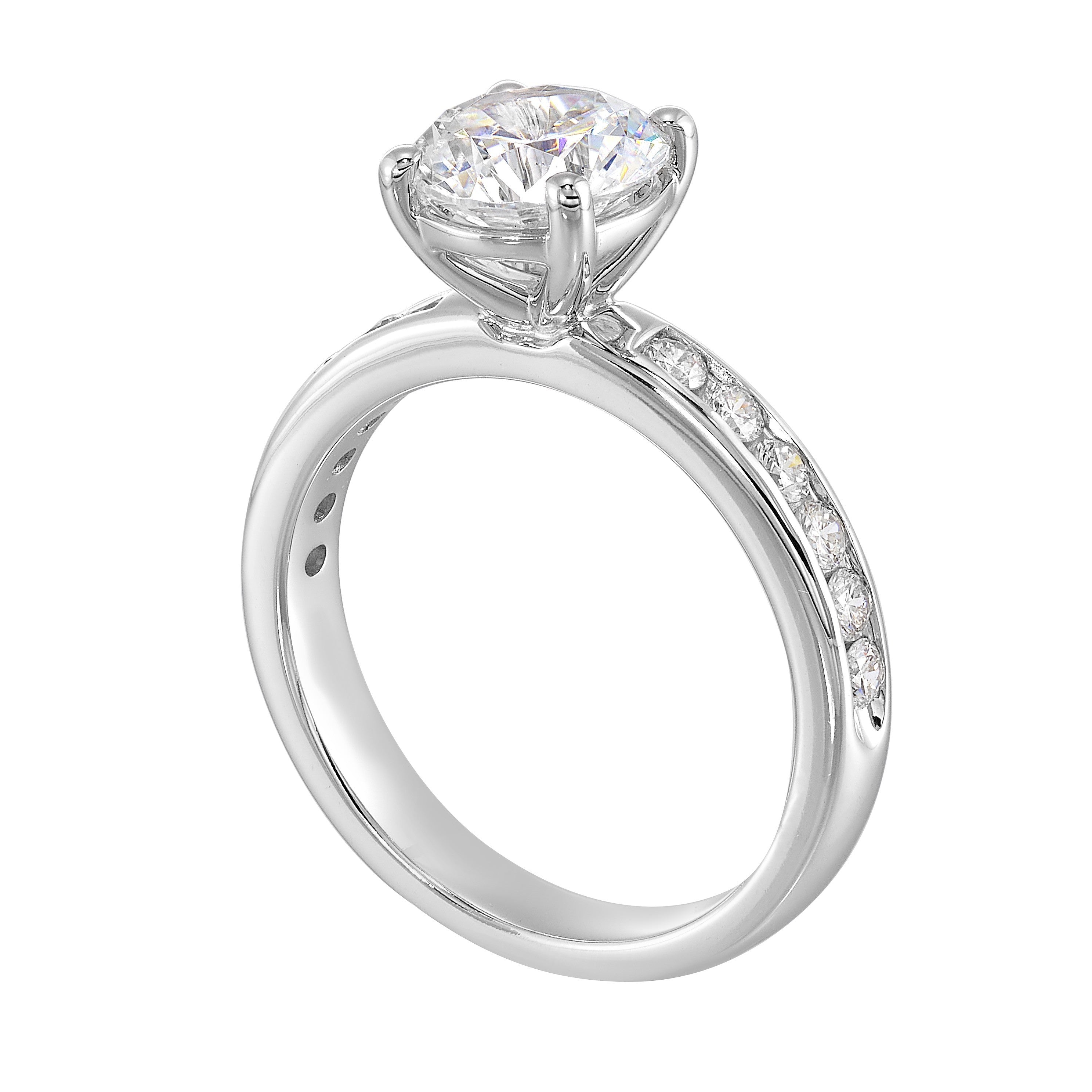 14Kt White Semi Mount 3/8Ctw For 1 1/2Ct Round Center