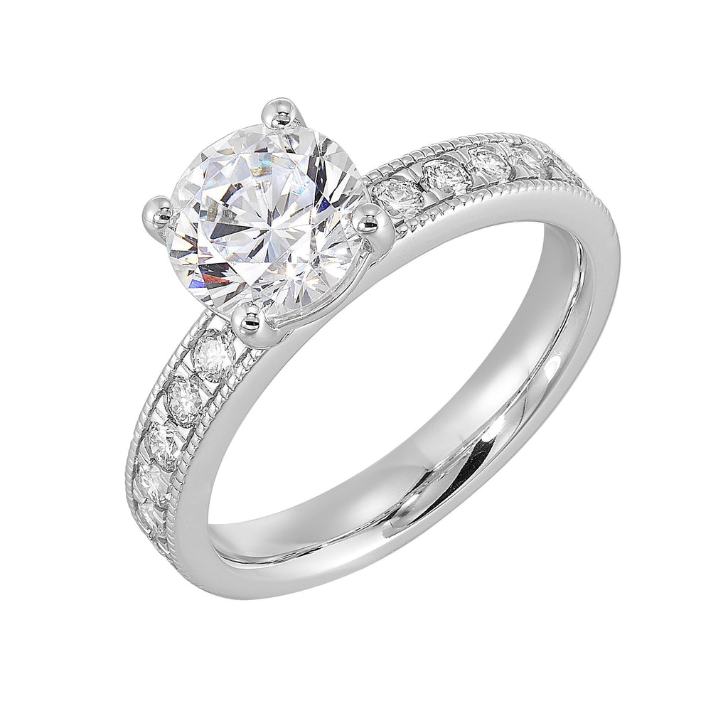 14Kt White Semi Mount 3/8Ctw For 1 1/2Ct Round Center