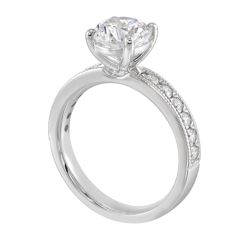 14Kt White Semi Mount 3/8Ctw For 1 1/2Ct Round Center