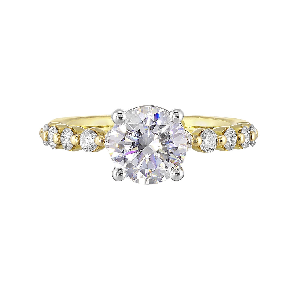 14Kt White Yellow Semi Mount 3/8Ctw For 1 1/2Ct Round Center